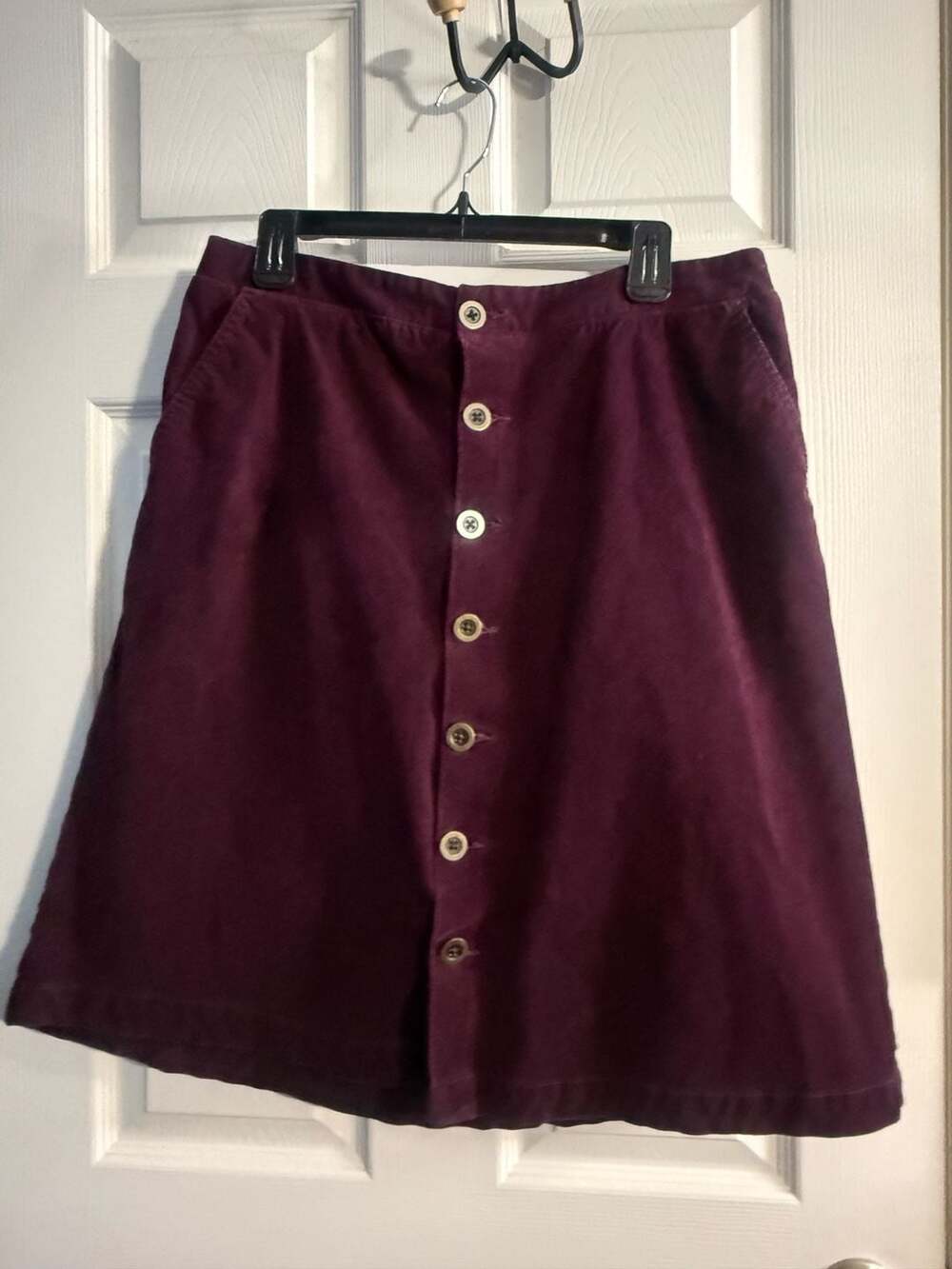 St. John's Bay Women's Burgundy Corduroy Button Front Skirt Size 12